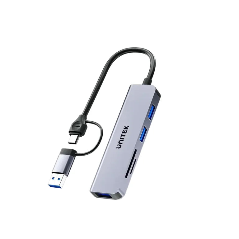UNITEK H1320A UHUB P5+ 5 In 1 USB Type-A/C 5Gbps SD And Micro SD Card Reader