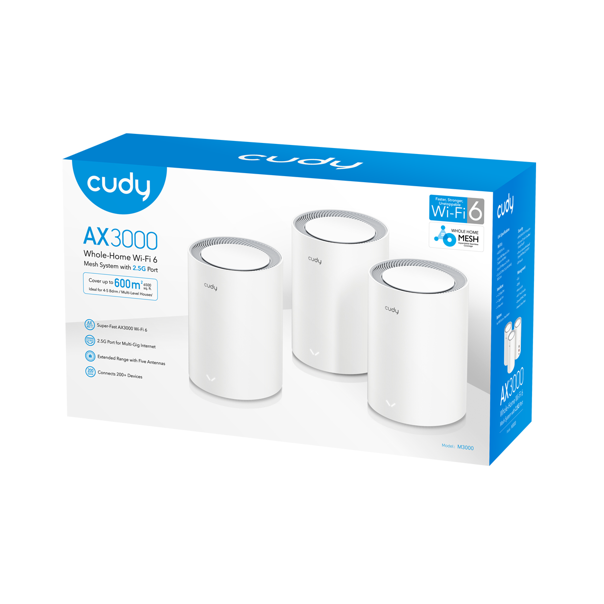 Cudy M3000 3-Pack AX3000 2.5G Mesh Wi-Fi 6 System White