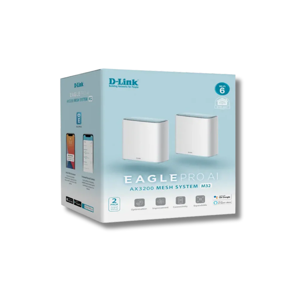 D-Link EAGLE PRO AI M32 AX3200 Wi-Fi 6 Mesh Router (2-Pack)