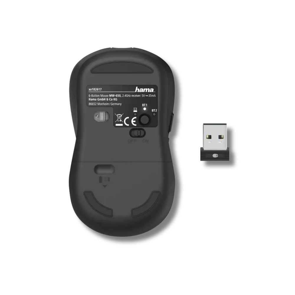 Hama MW-650 Wireless and Bluetooth Multi-Device Mouse with 6 Buttons