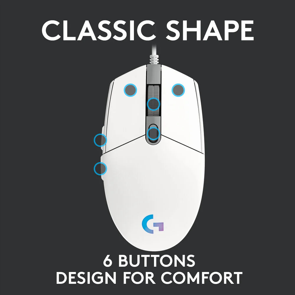 Logitech G203 LIGHTSYNC RGB 6 Button Gaming Mouse
