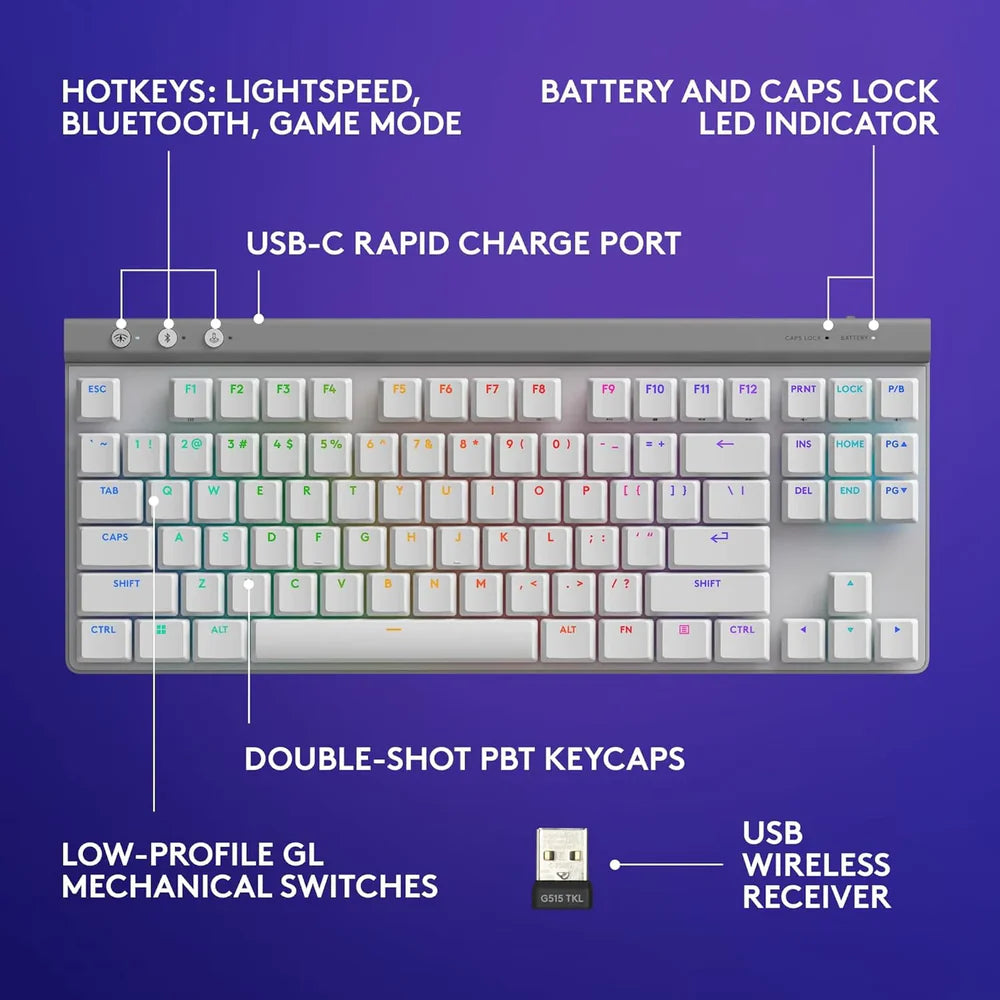 Logitech G515 LIGHTSPEED TKL Wireless Low-Profile Mechanical Gaming Keyboard