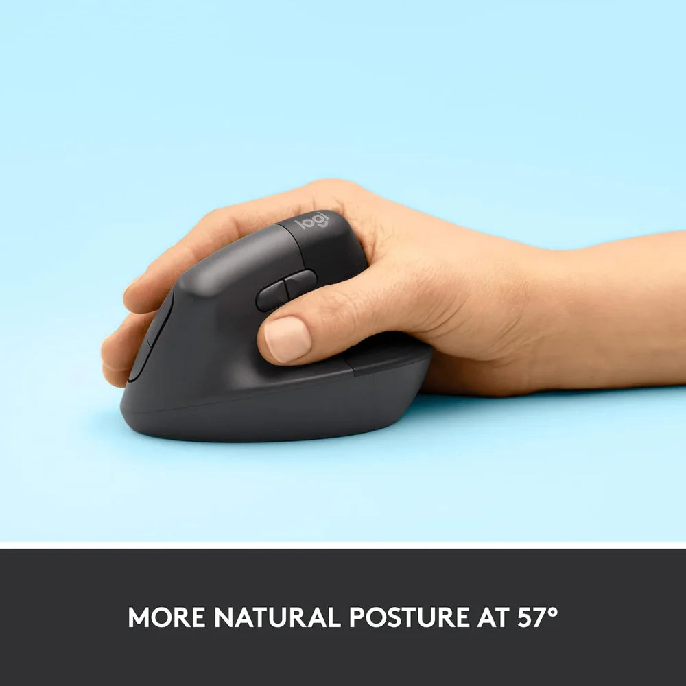 Logitech Lift Vertical Ergonomic Wireless + Bluetooth Mouse