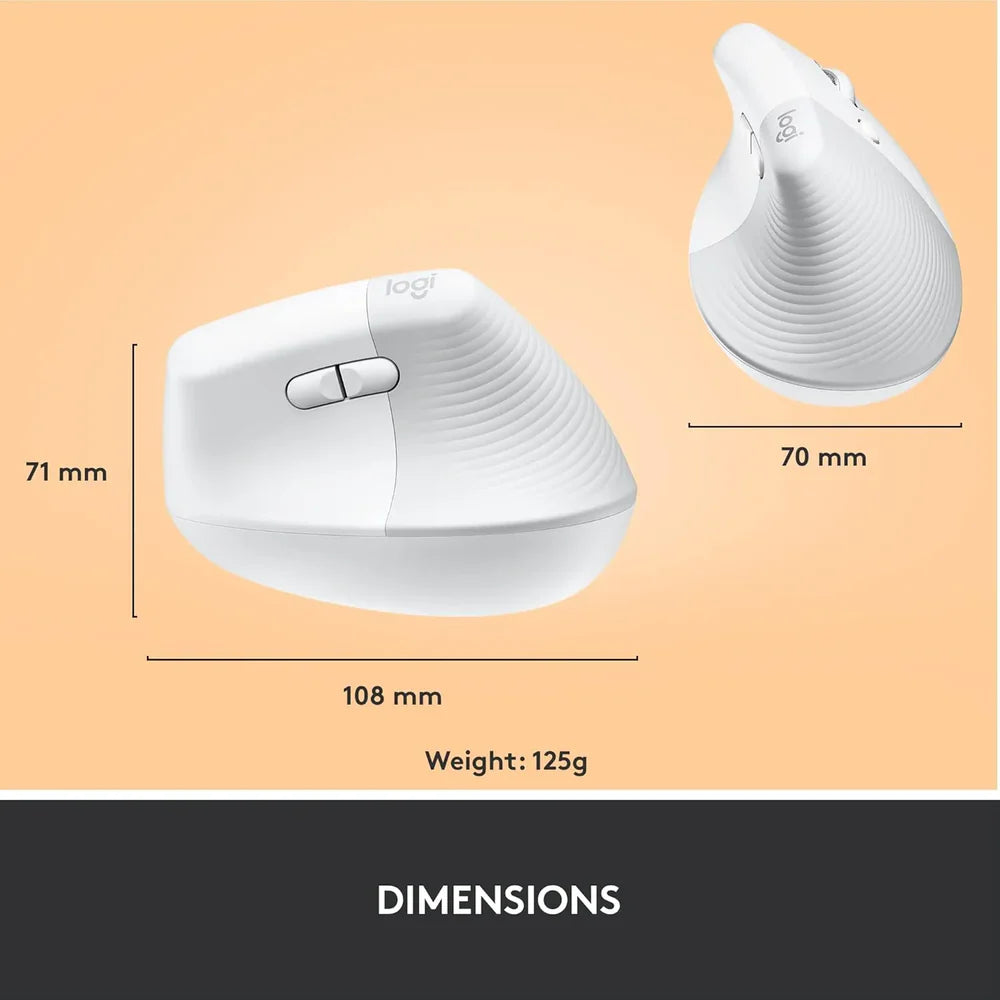 Logitech Lift Vertical Ergonomic Wireless + Bluetooth Mouse