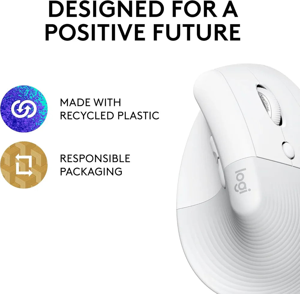 Logitech Lift Vertical Ergonomic Wireless + Bluetooth Mouse