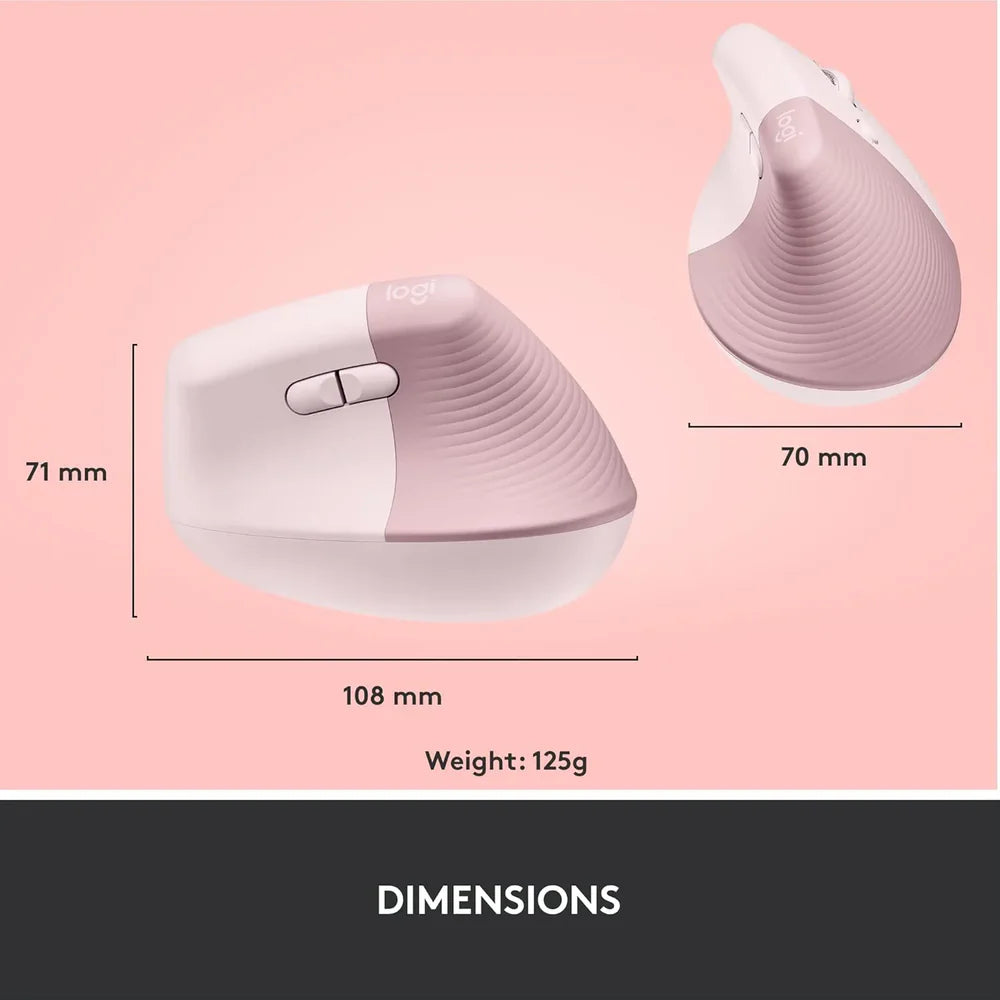 Logitech Lift Vertical Ergonomic Wireless + Bluetooth Mouse
