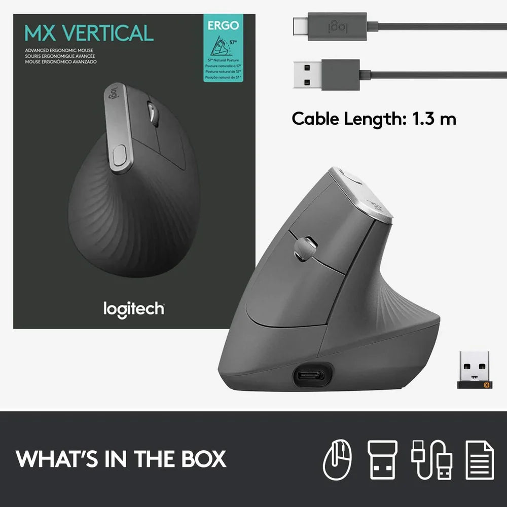 Logitech MX Vertical Ergonomic Wireless Mouse Rechargeable