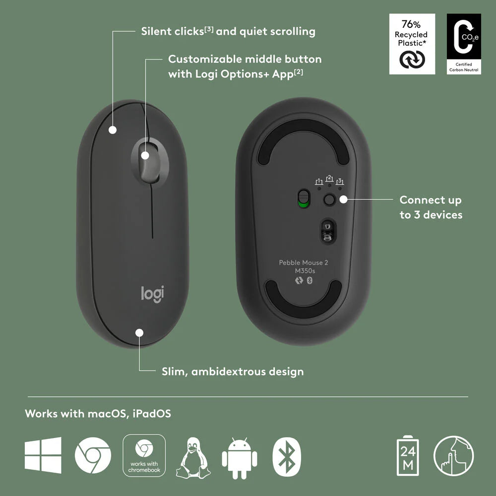 Logitech Pebble Mouse 2 M350s Bluetooth Mouse