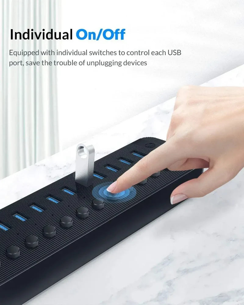 ORICO CT2U3-10AB 10-Port USB 3.0 Hub with Individual Switches