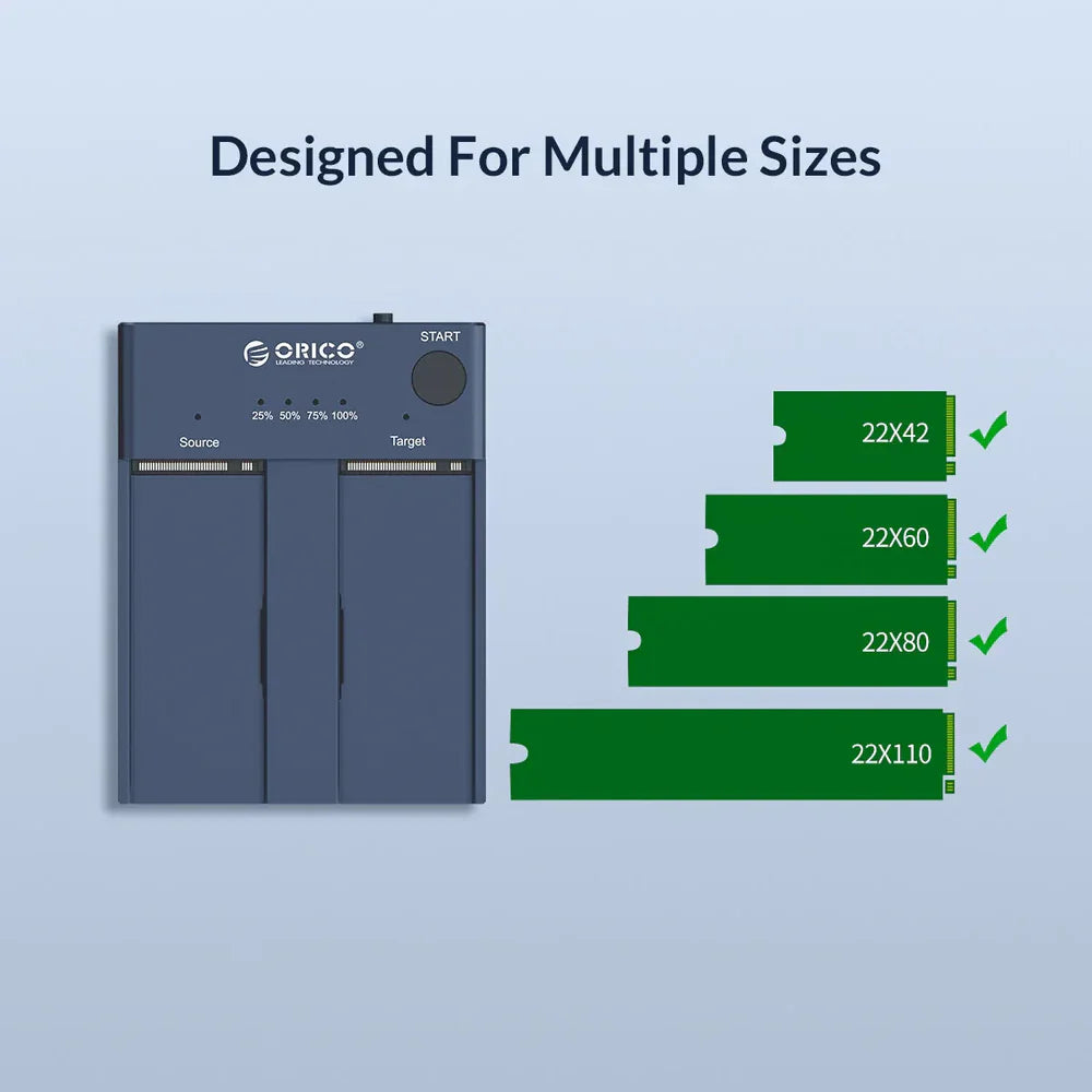ORICO M2P2-C3-C Dual-Bay M.2 NVMe SSD Duplicator with Offline Clone