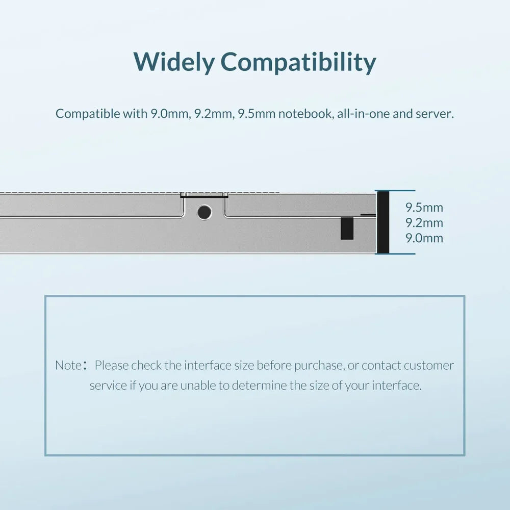 ORICO M95SS 9.5mm SATA HDD/SSD Caddy for Laptop Optical Bay