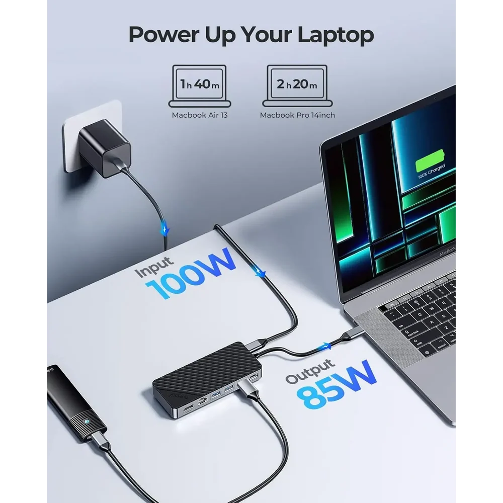 ORICO OM28PR-G2 8-in-1 USB-C Docking Station with M.2 NVMe/SATA Enclosure