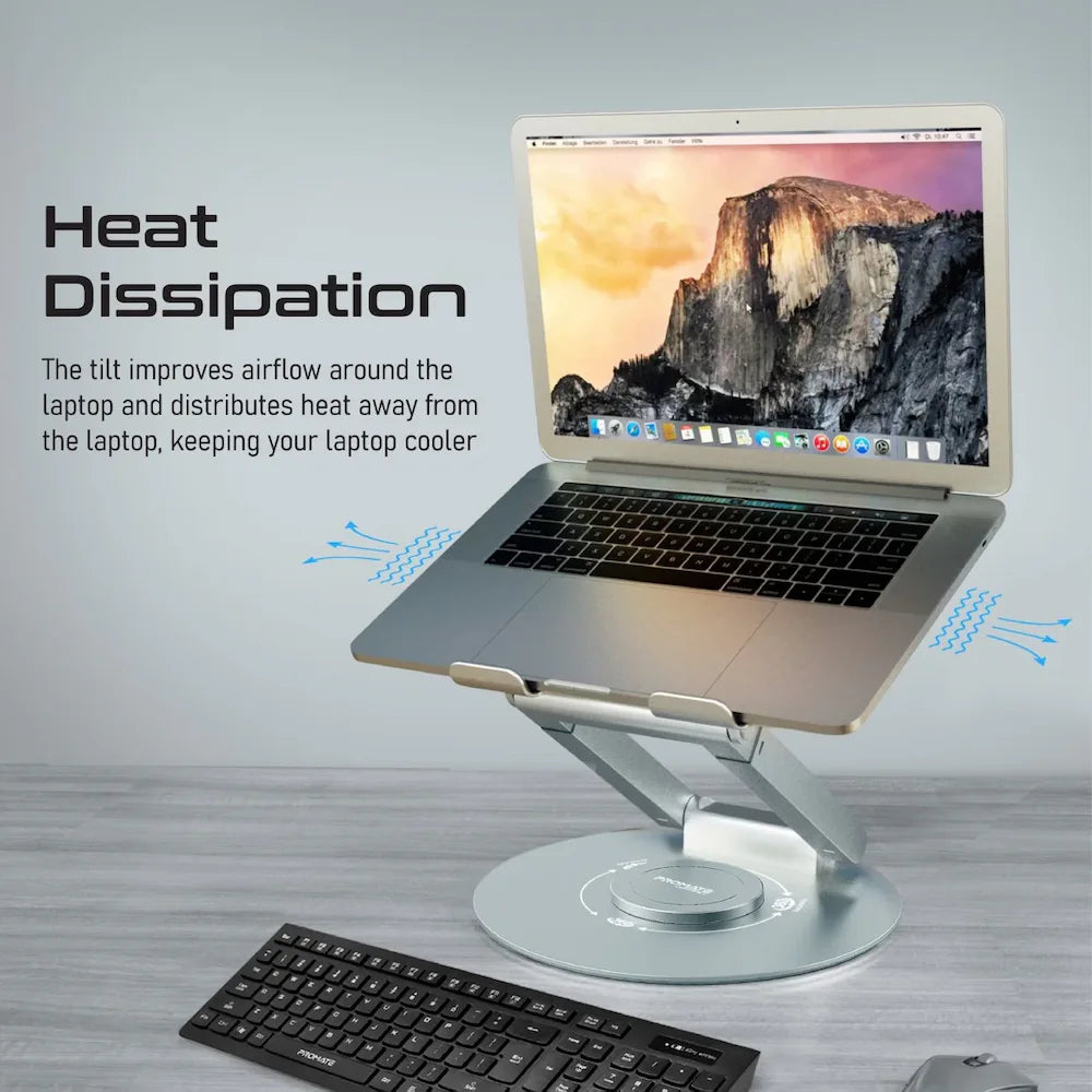 Promate DeskMate-6 Height Adjustable Laptop Stand with Heat Dissipation