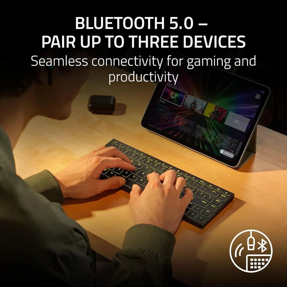 Razer Joro Portable Bluetooth Multi-Pairing & Wired Gaming Keyboard with AI-Hotkey