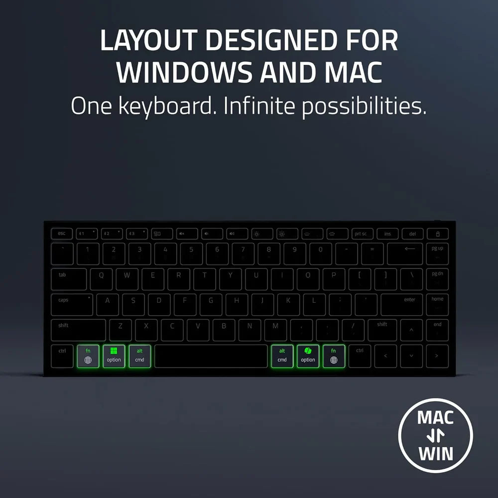 Razer Joro Portable Bluetooth Multi-Pairing & Wired Gaming Keyboard with AI-Hotkey