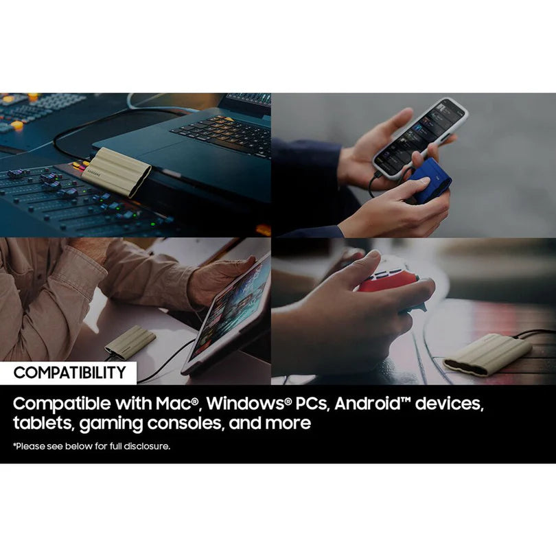 Samsung T7 Shield portable SSD front view rugged design