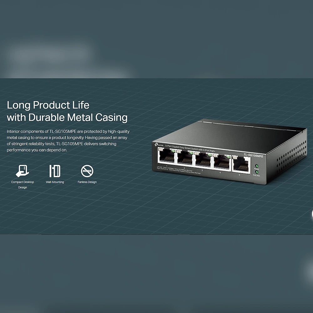 TP-Link TL-SG105MPE 5-Port Gigabit Easy Smart PoE+ Switch