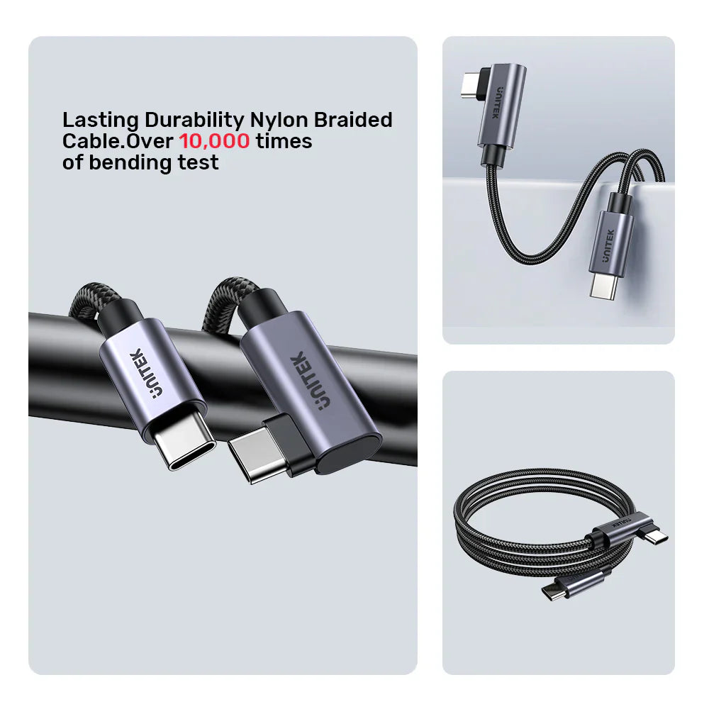 UNITEK C14123BK 100W 90° USB-C to USB-C Charging Cable