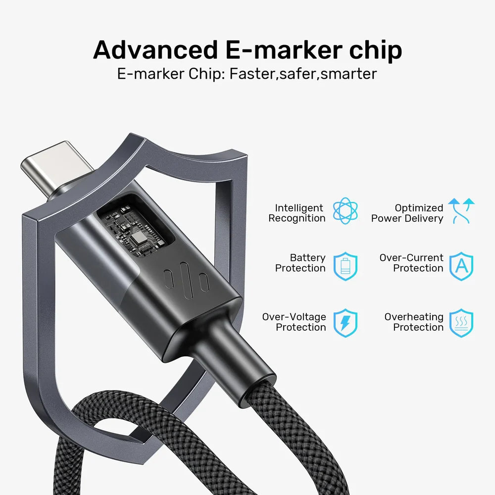 UNITEK C14158ABK PD 60W USB-C to USB-C Charging Cable with LED Display