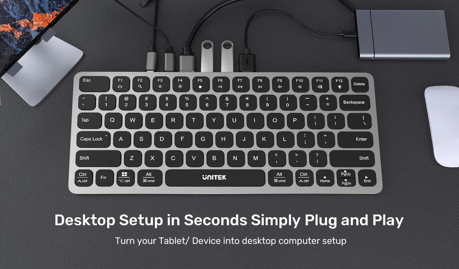 UNITEK D1092A 9-in-1 USB-C Keyboard Hub with 4K HDMI and 100W PD