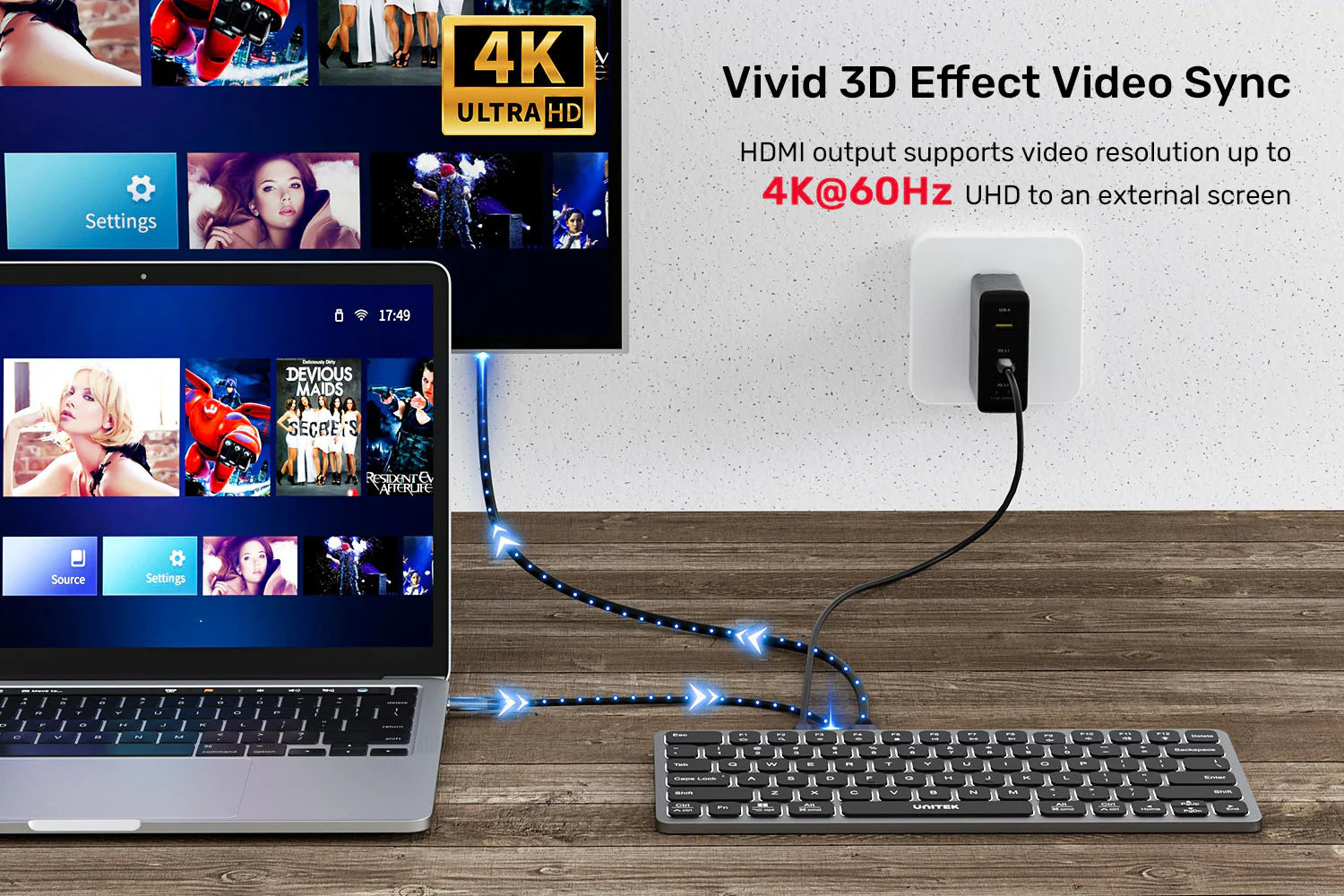 UNITEK D1092A 9-in-1 USB-C Keyboard Hub with 4K HDMI and 100W PD