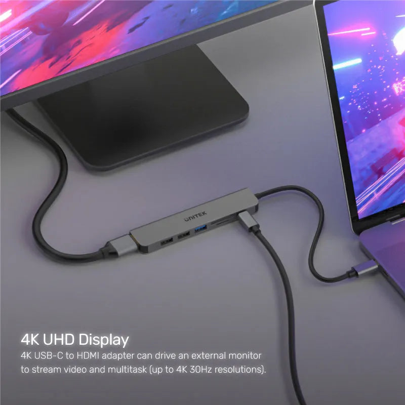 UNITEK H1118A uHUB S7+ 7-in-1 USB-C 5Gbps Hub with 4K HDMI and 100W