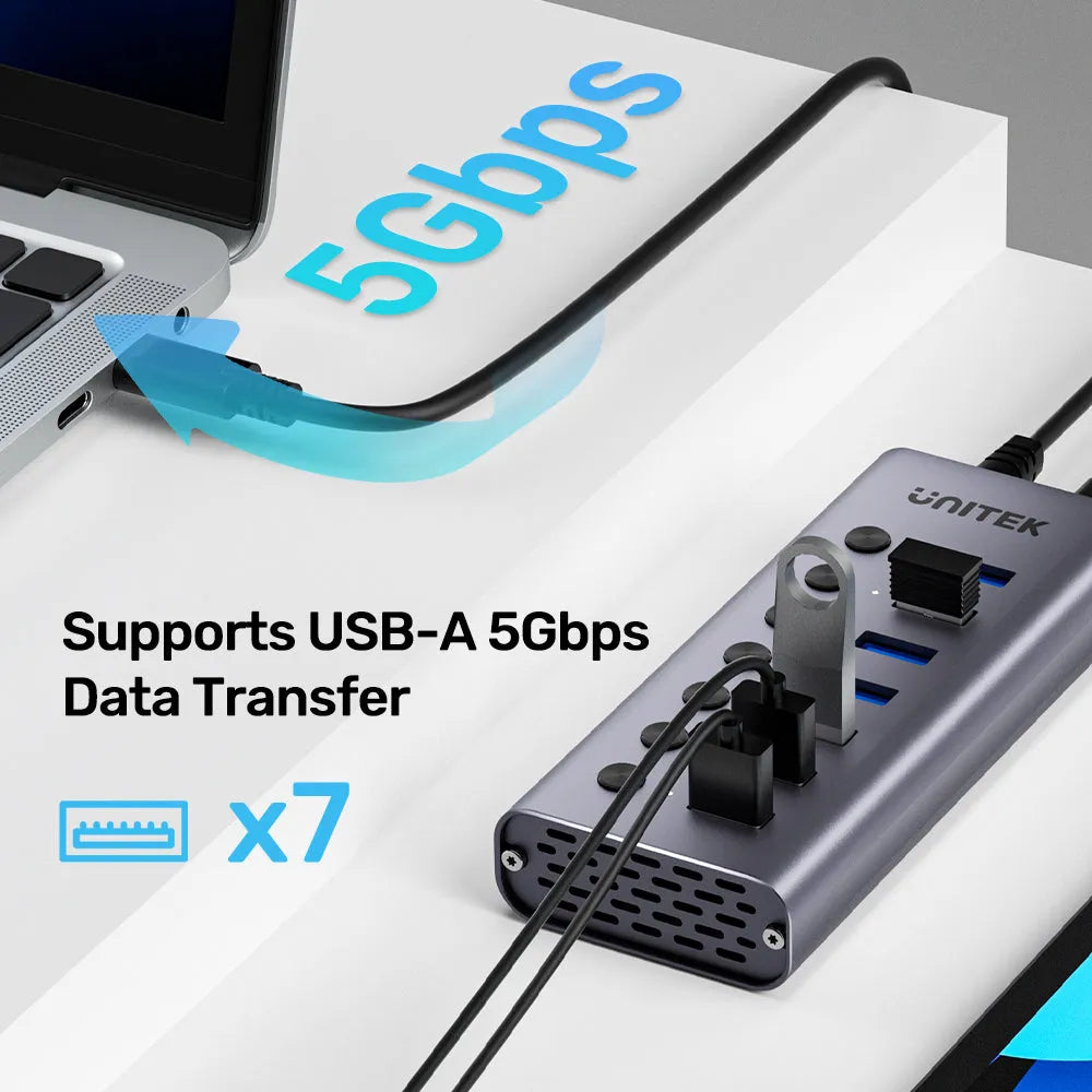 UNITEK H1314A01 7-in-1 Individual Switches USB Hub
