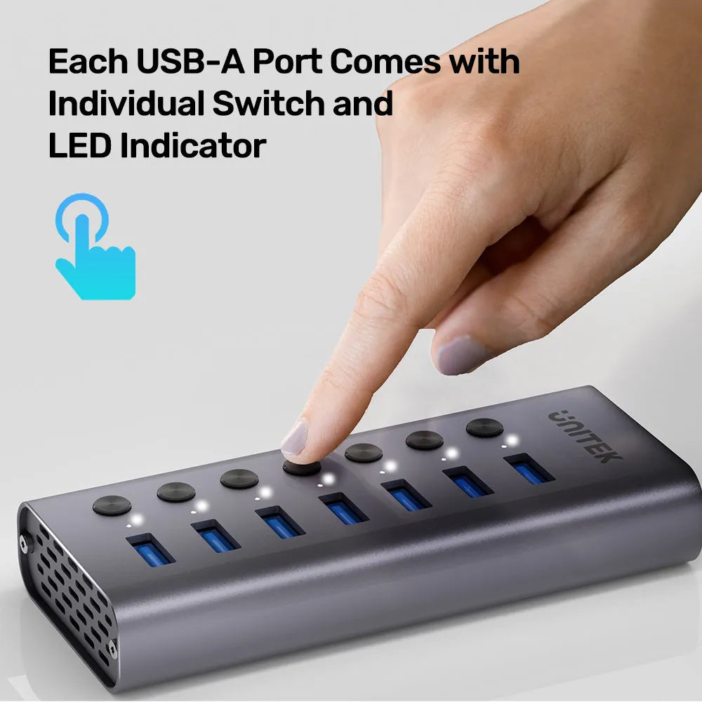 UNITEK H1314A01 7-in-1 Individual Switches USB Hub