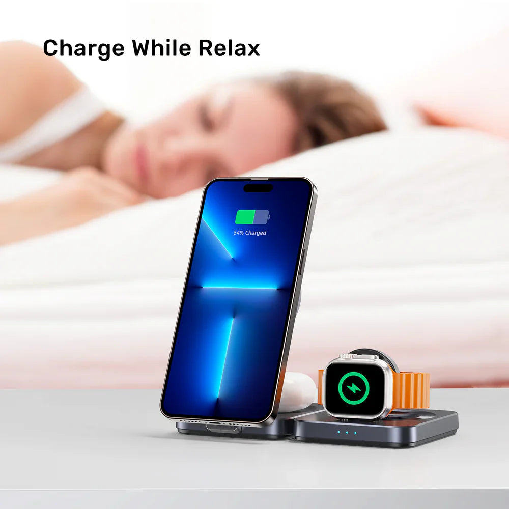 Unitek Qi2 Foldable 3-in-1 Wireless Charging Station