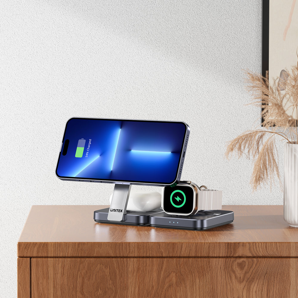 Unitek Qi2 Foldable 3-in-1 Wireless Charging Station