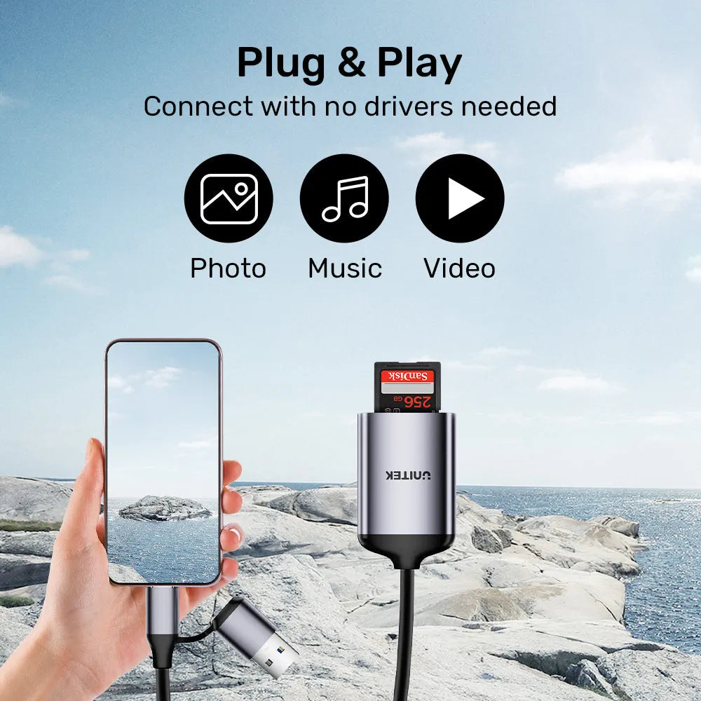 UNITEK R1018E01 2-in-1 USB-C/A SD4.0 Card Reader