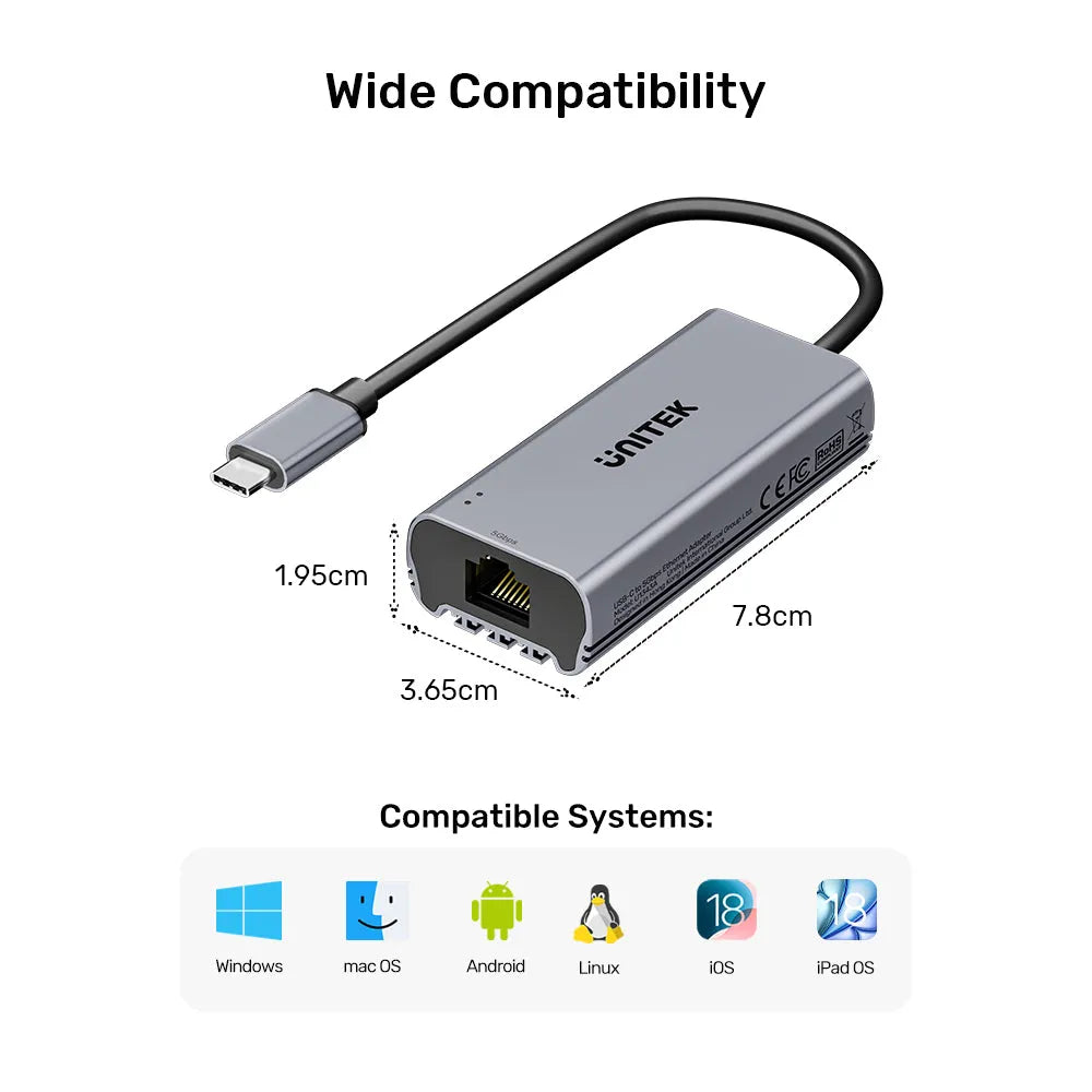 UNITEK U1343AGY01 USB-C to 5Gbps Ethernet Adapter