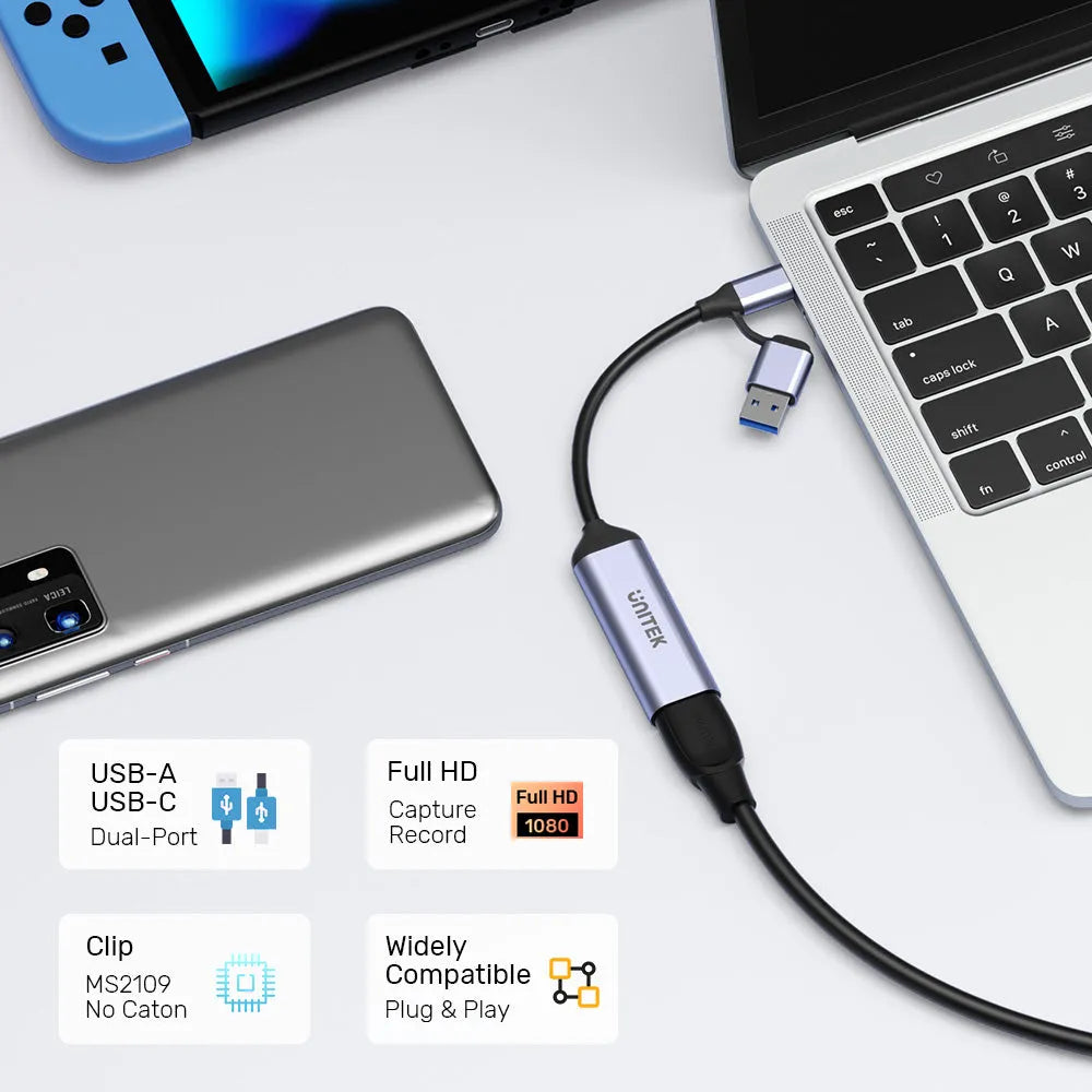 UNITEK V1167A HDMI to USB-C/A Video Capture Card