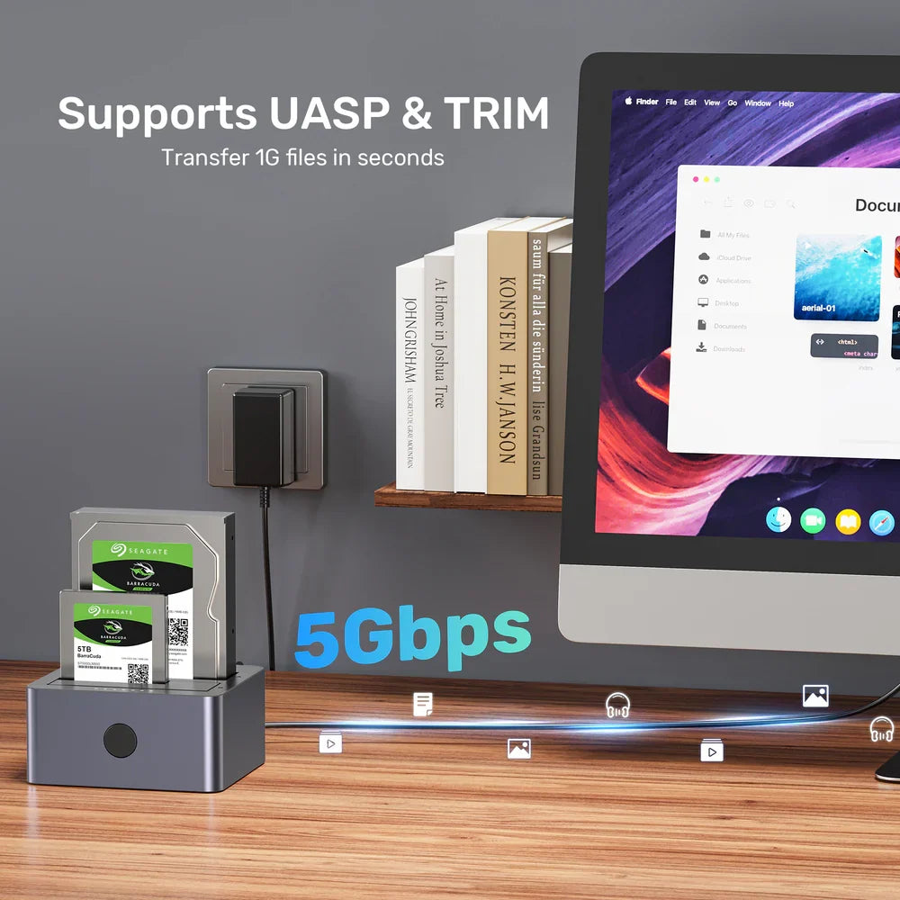 UNITEK Y-3026GY 5Gbps Dual-Bay SATA HDD/SSD Docking Station with Offline Clone