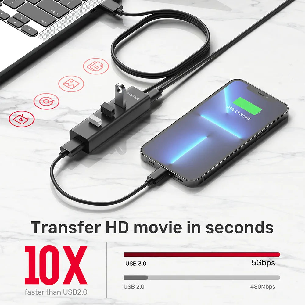 UNITEK Y-3089V01 4-in-1 USB-A 5Gbps Hub