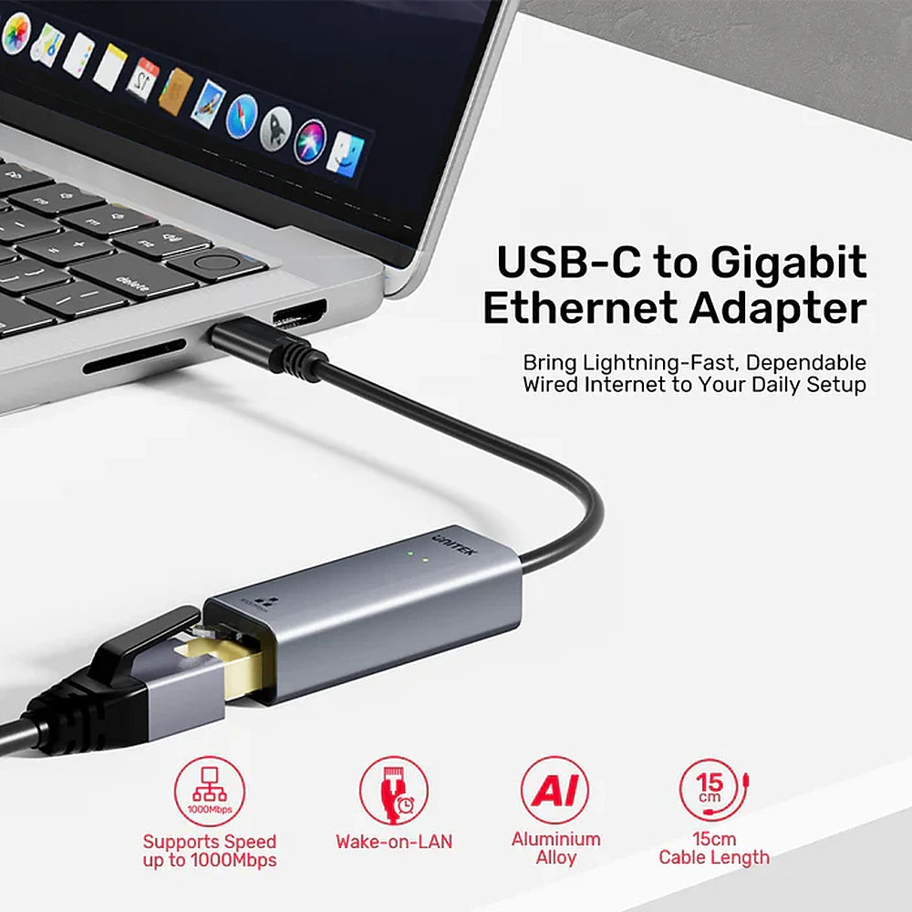 UNITEK Y-3465GY01 USB-C to Gigabit Ethernet Adapter