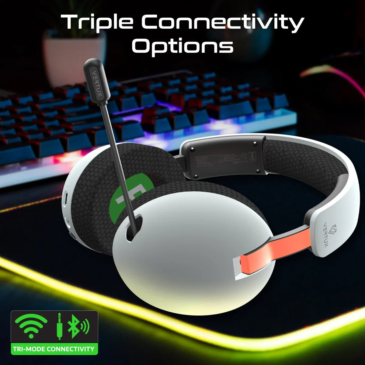 Vertux BB-8 Tri-Mode Wireless Gaming Headset with Retractable Microphone