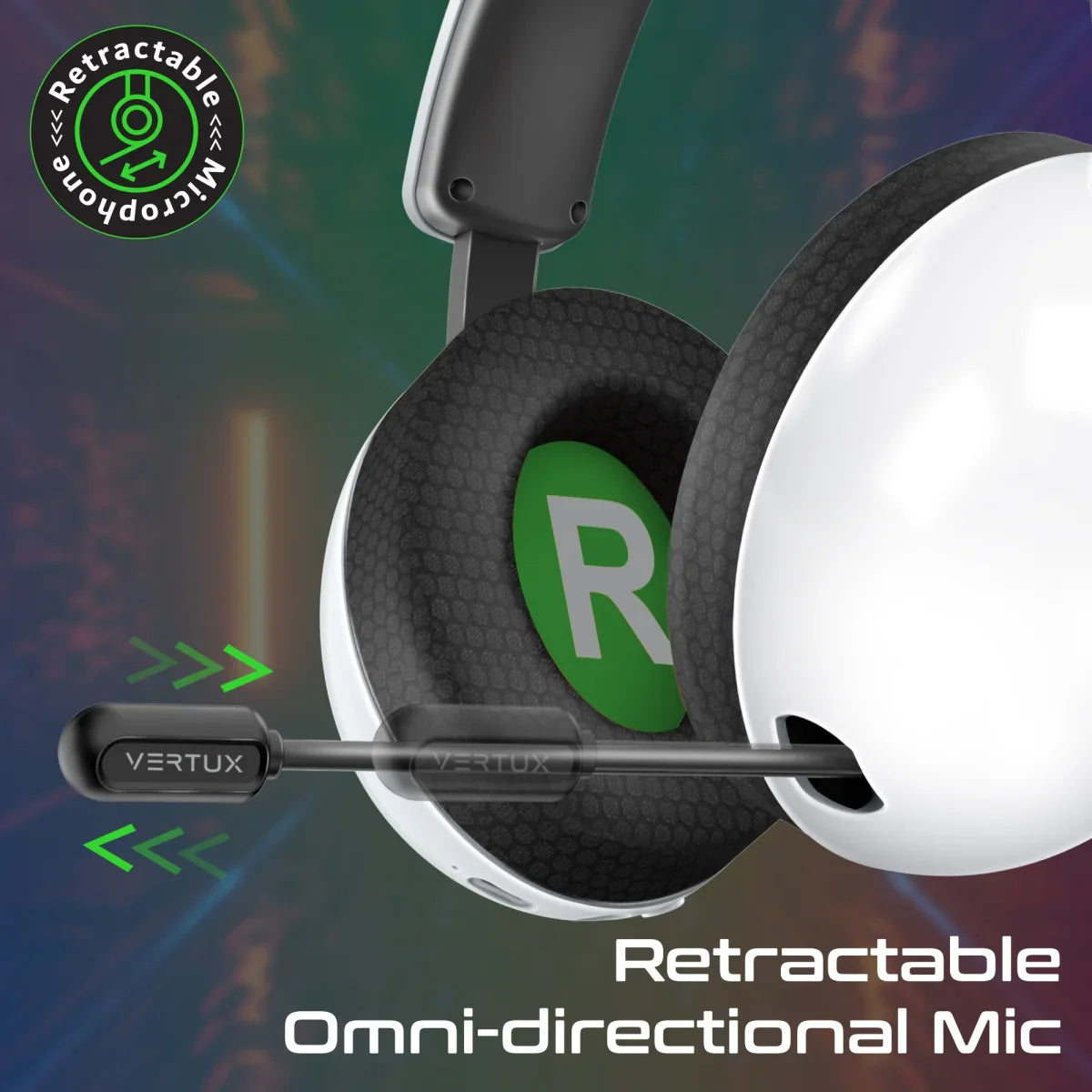 Vertux BB-8 Tri-Mode Wireless Gaming Headset with Retractable Microphone