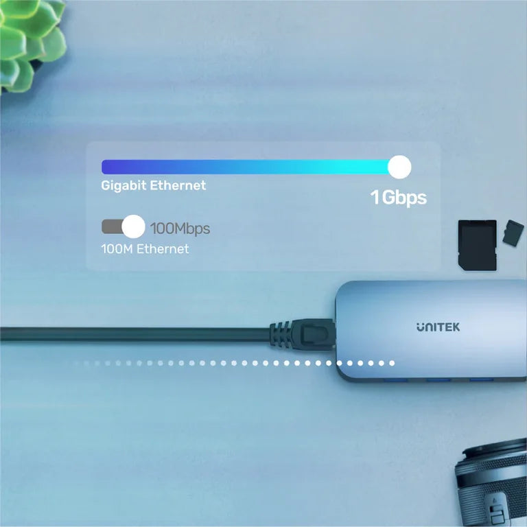 Unitek D1071A USB C Hub 9 in 1 HDMI RJ45 100W PD