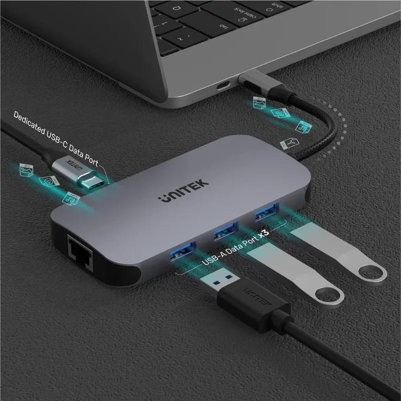 Unitek D1071A USB C Hub 9 in 1 HDMI RJ45 100W PD