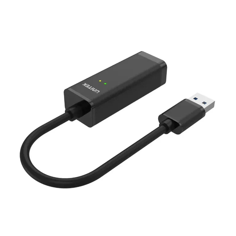 Unitek USB A to RJ45 gigabit ethernet adapter front view