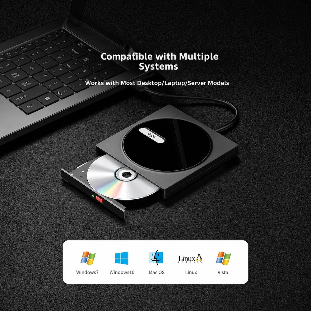 aigo G100 External DVD/CD Drive & Burner USB-A + Type-C
