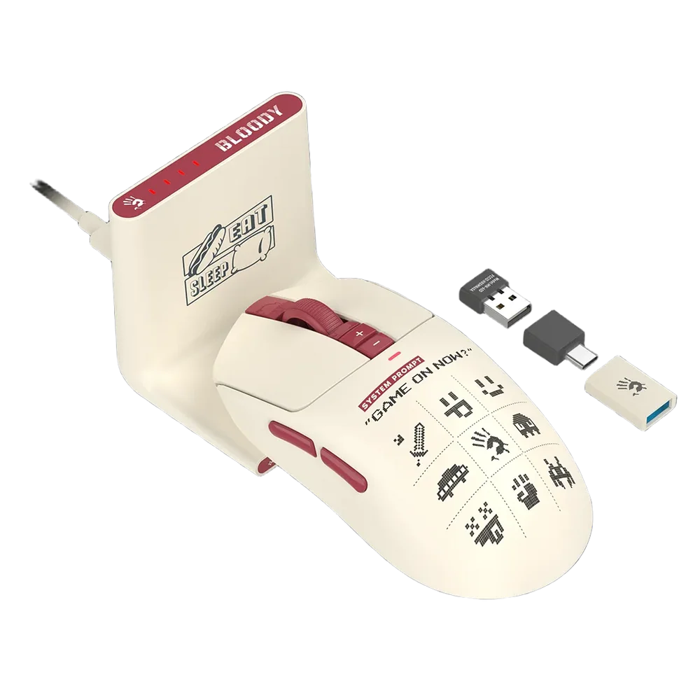 Bloody R72 Ultra Duo Pixels Red Dual Mode Wireless Gaming Mouse