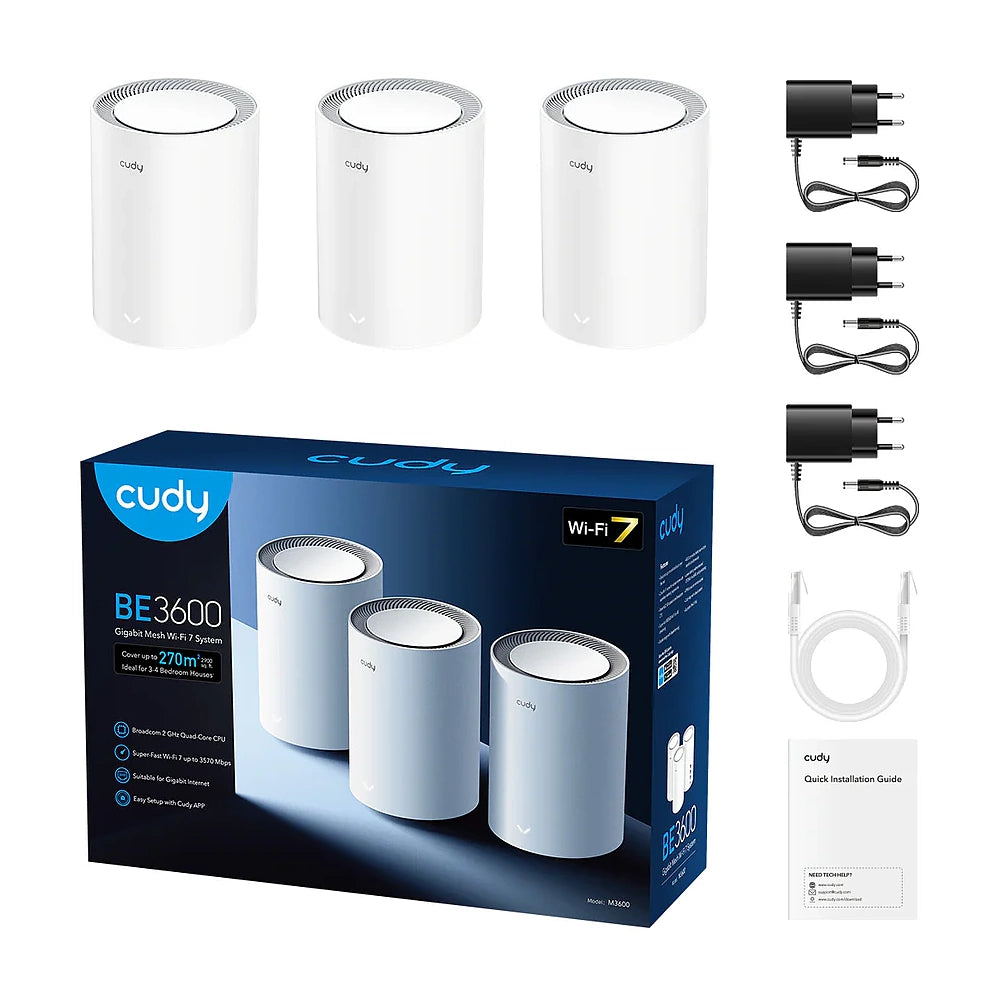 Cudy M3600 BE3600 Gigabit Mesh Wi-Fi 7 System (3-Pack)