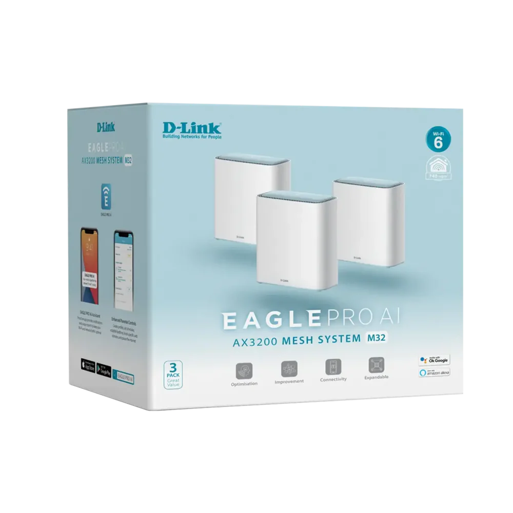 D-Link EAGLE PRO AI M32 AX3200 Wi-Fi 6 Mesh Router (3-Pack)