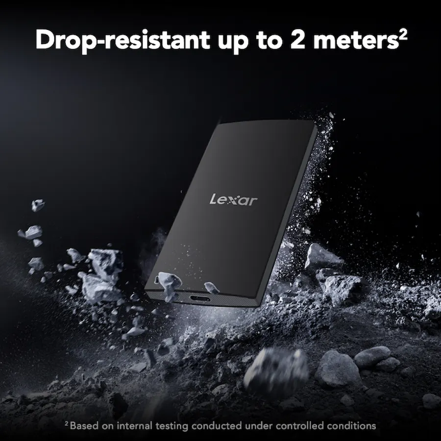 Lexar SL300 portable SSD front view with compact design