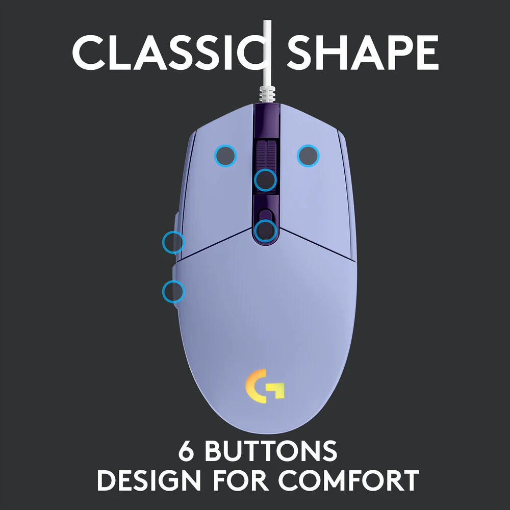 Logitech G203 LIGHTSYNC RGB 6 Button Gaming Mouse