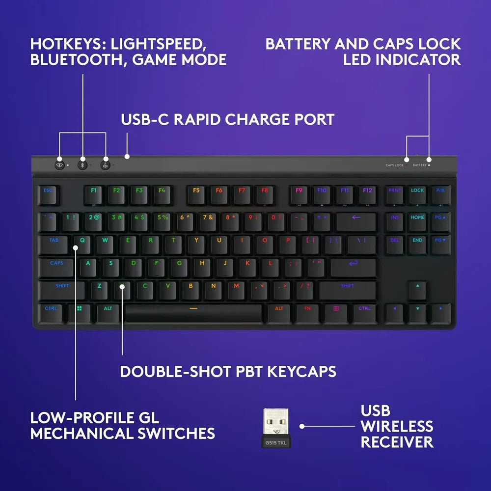 Logitech G515 LIGHTSPEED TKL Wireless Low-Profile Mechanical Gaming Keyboard