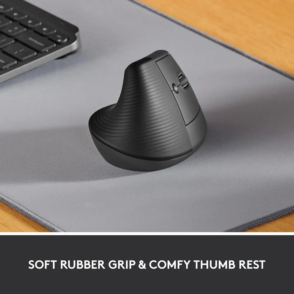 Logitech Lift Vertical Ergonomic Wireless + Bluetooth Mouse