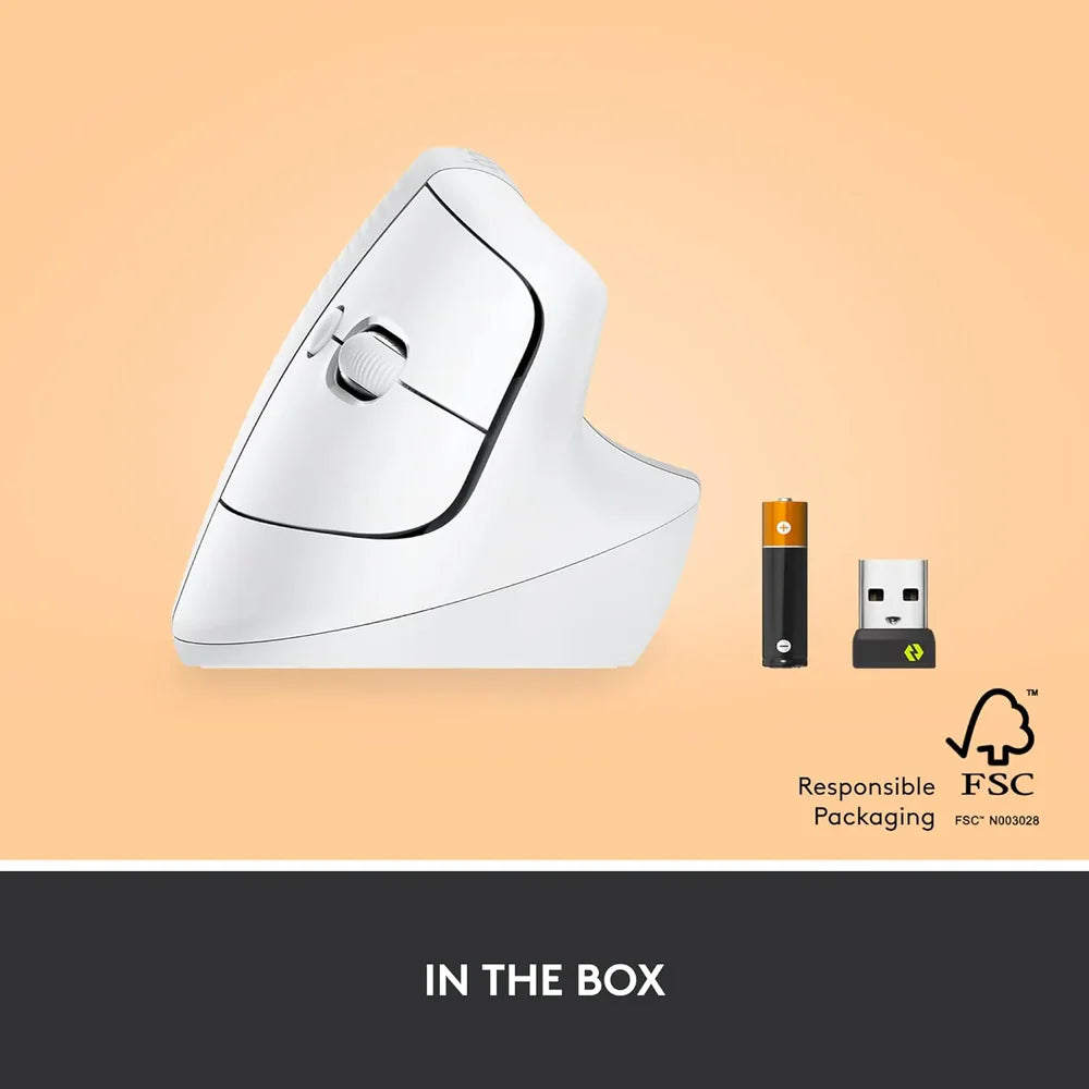 Logitech Lift Vertical Ergonomic Wireless + Bluetooth Mouse
